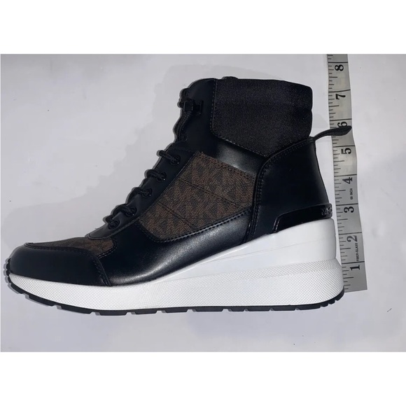 Michael Kors Women Wedge Sneaker Boots Black/Brown/white NWOB - Picture 3 of 12